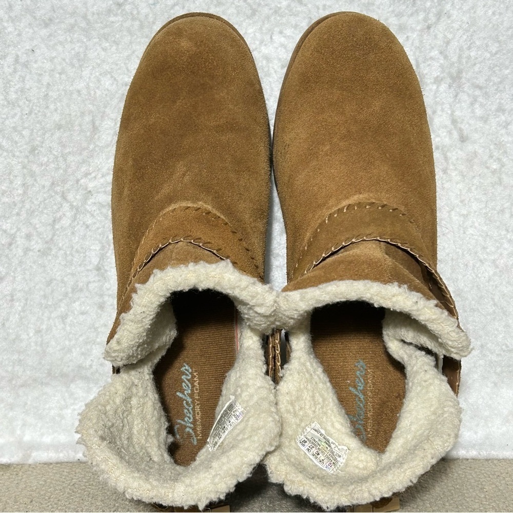Skechers Womens Brown Suede/Fleece Lined Pull On Ankle Booties Boots SZ US 10 - Picture 5 of 11